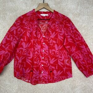 Melissa Nepton Blouse‎ Size XS Cotton Button Up Casey Jungle Print